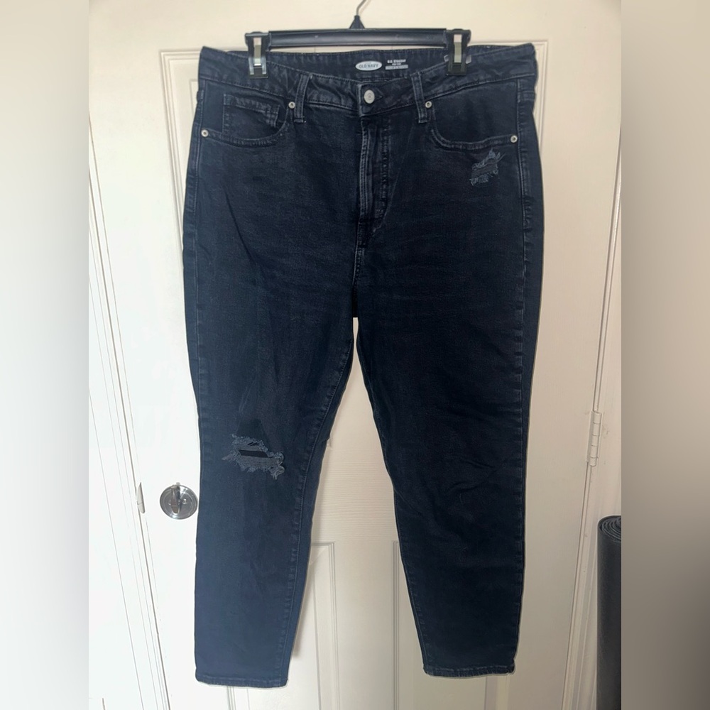 Old Navy Black Distressed High Waisted Jeans size 14